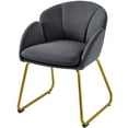 thumbnail image 1 of Alden Design Glam Velvet Accent Chair with Golden Metal Legs, Dark Gray, 1 of 9