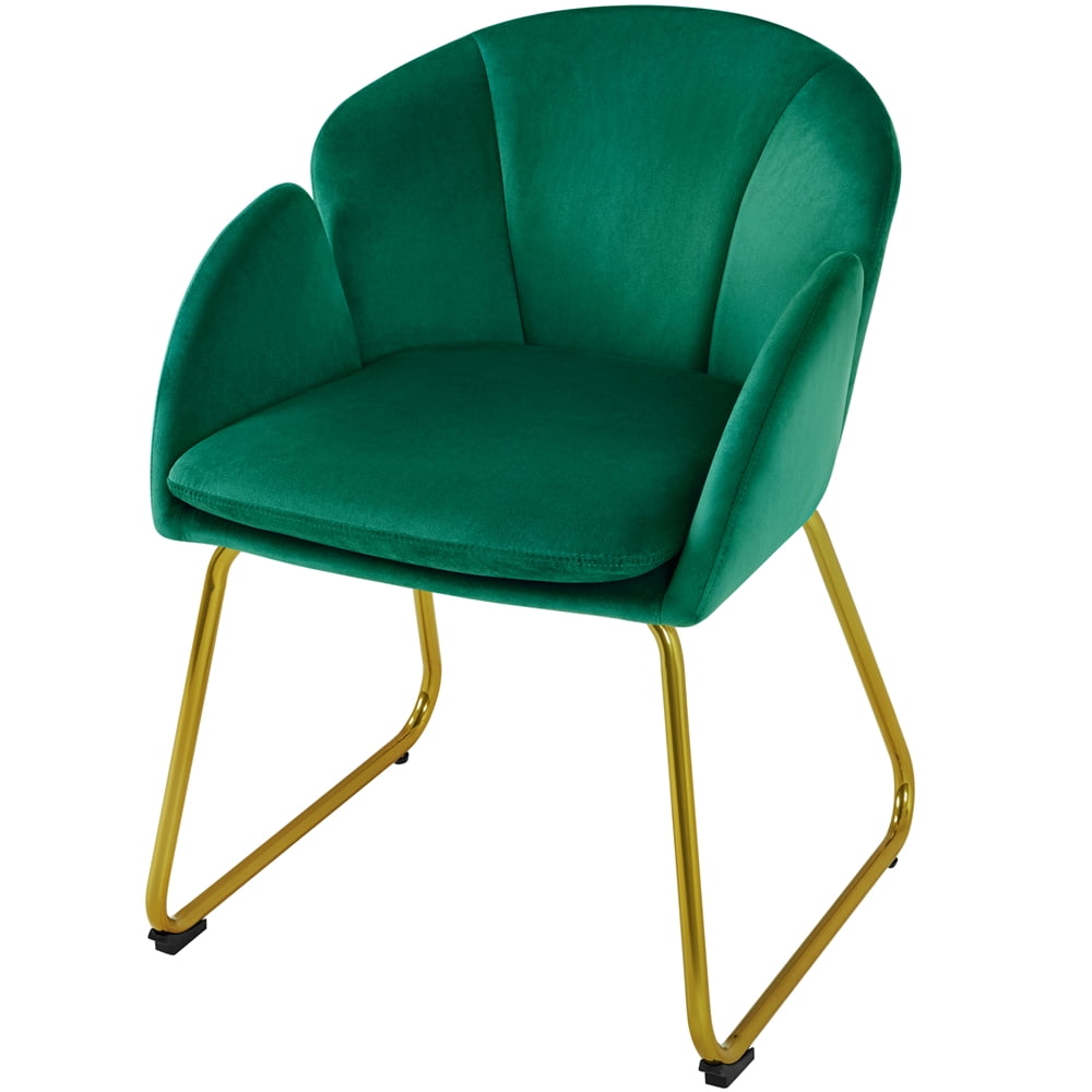 Alden Design Glam Velvet Accent Chair with Golden Metal Legs White