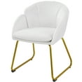 thumbnail image 1 of Alden Design Flower Shape Velvet Accent Chair with Golden Metal Legs for Livingroom, White, 1 of 12