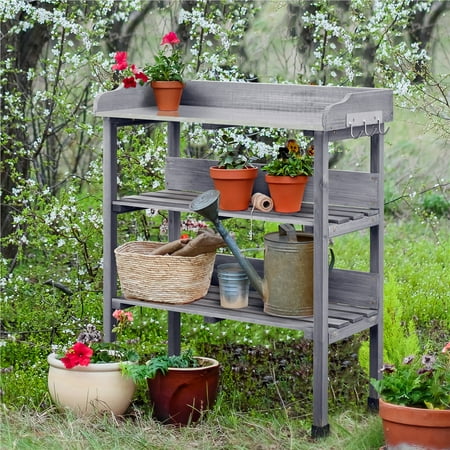 Alden Design Gray Fir, Metal, Plastic and Wood Potting Bench