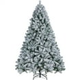 thumbnail image 1 of Alden Design Green Frosted Hinged Flocked Spruce Artificial Christmas Tree, with Foldable Stand 9", 1 of 11