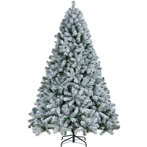 Alden Design Green Frosted Hinged Flocked Spruce Artificial Christmas Tree, with Foldable Stand 9"