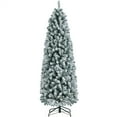thumbnail image 1 of Alden Design Green Snow Frosted Flocked Pencil Shape Artificial Christmas Tree, 6', 1 of 11
