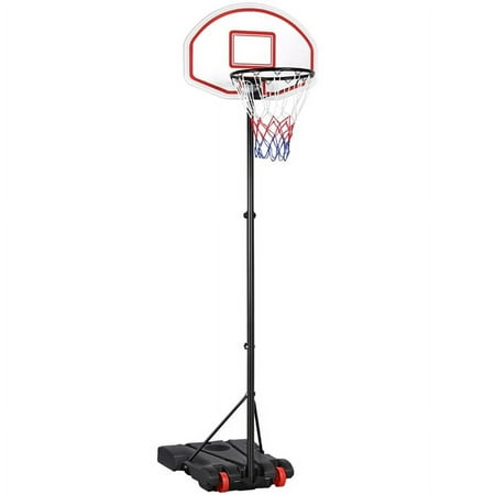 Alden Design 5.2-7ft Height Adjustable Basketball Hoop System for Outdoor Use, Red