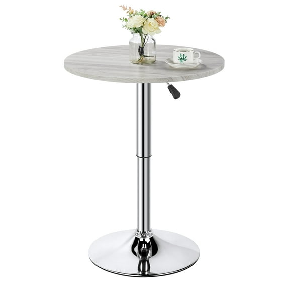 Alden Design Height Adjustable Pub Round Table 360° Swivel for Bistro Café Home Bar, Gray