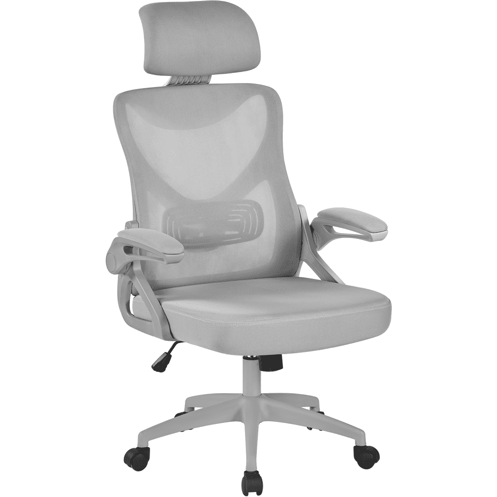 Alden Design High Back Ergonomic Mesh Office Chair with Padded Headrest, Gray