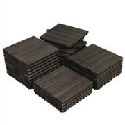 Alden Design Indoor & Outdoor Wood Flooring 12" x 12" Tiles for Patio Garden, 27 Pieces, Black