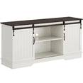thumbnail image 1 of Alden Design Industrial Barn Door TV Stand with Storage, White/Espresso, 1 of 10