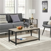 Alden Design Industrial Coffee Table with Storage Shelf for Living Room, Rustic Gray