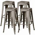 thumbnail image 1 of Alden Design Industrial Metal 30" Stackable Backless Bar Height Stools Set of 4, Gunmetal Gray, 1 of 10