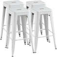 thumbnail image 1 of Alden Design Industrial Metal 30" Stackable Backless Bar Height Stools, Set of 4, White, 1 of 10