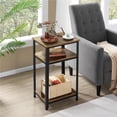 thumbnail image 1 of Alden Design 29.5 in H 3-Tier Wooden End Table with Metal Frame for Living Room, Rustic Brown, 1 of 8