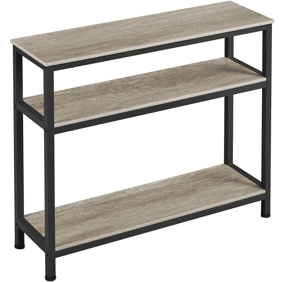Alden Design Industrial Wooden Entryway Console Table with Open Shelves for Living room, Rustic Gray