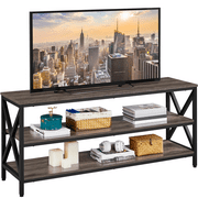 Alden Design Industrial Wooden TV Stand for TVs up to 65'', Taupe Wood