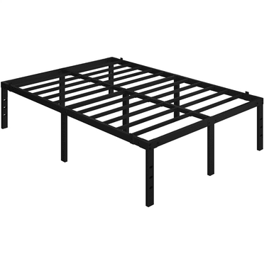 Alden Design Full Size 16.5" Metal Platform Bed Frame, No Box Spring Needed, Adult, Black