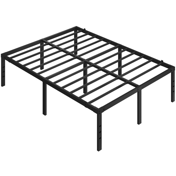 Alden Design Queen Size 18" Platform Bed Frame, No Box Spring Needed, Adult, Black