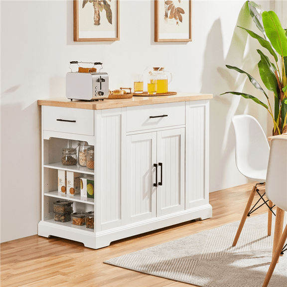 Alden Design Kitchen Islands with Drawers, Engineered Wood White, 36 in