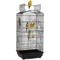 Alden Design Large 36" Metal Bird Cage with Play Top for Parakeets and Lovebirds, Black