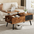 thumbnail image 1 of Alden Design Lift Top Coffee Table with Hidden Compartment & 2 Open Storage, Rustic Brown, 1 of 8