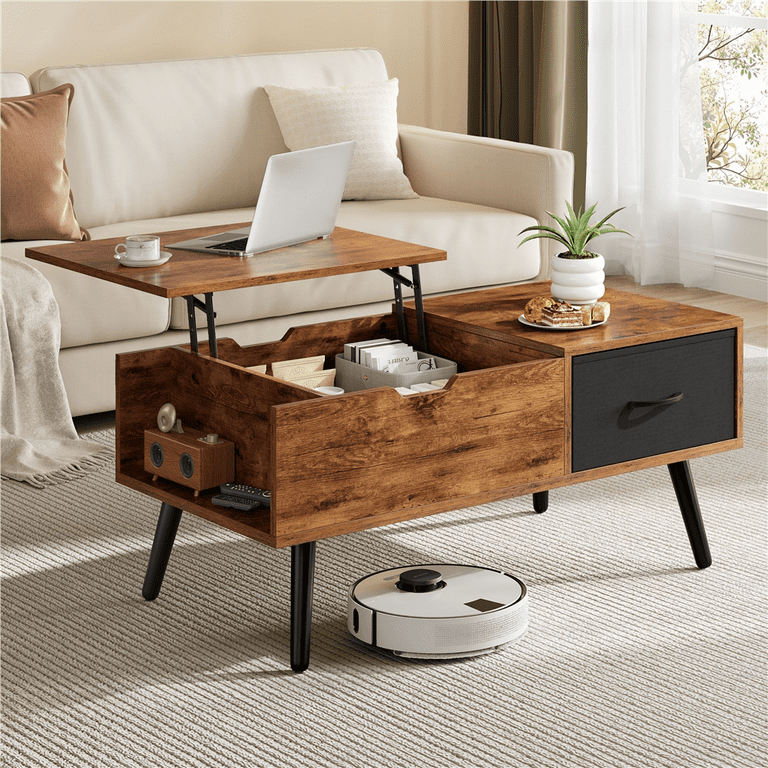 Alden Design Lift Top Coffee Table with Hidden Compartment & 2