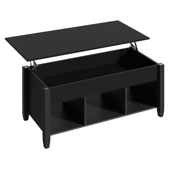 Alden Design Lift Top Coffee Table with Hidden Compartment for Livingroom, Black