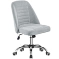 thumbnail image 1 of Alden Design Linen Fabric Mid Back Office Desk Chair with Metal Base, Light Gray, 1 of 9