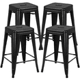 thumbnail image 1 of Alden Design Metal 24" Stackable Backless Counter Height Stools, Set of 4, Black, 1 of 10