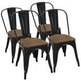 thumbnail image 1 of Alden Design Metal Dining Chairs Side Chairs with Wooden Seat, Set of 4, Black, 1 of 7