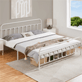 thumbnail image 1 of Alden Design Metal Platform California King Bed with High Headboard, White, 1 of 9