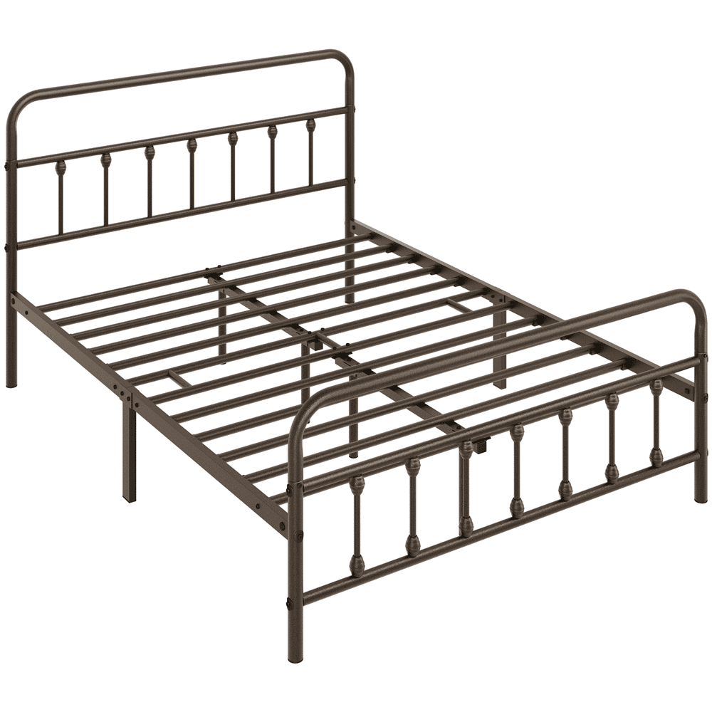 Alden Design Full  Size Metal Platform Bed with High Headboard for Adults, Bronze