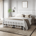 thumbnail image 1 of Alden Design Metal Platform Full Bed with High Headboard, All Ages, White, 1 of 10