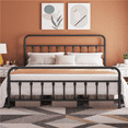 thumbnail image 1 of Alden Design King Size Metal Platform Bed Frame with High Headboard and Footboard, Adult, Black, 1 of 9