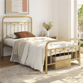 thumbnail image 1 of Alden Design Metal Platform Twin Bed with Vintage Headboard, Adult, Antique Gold, 1 of 12