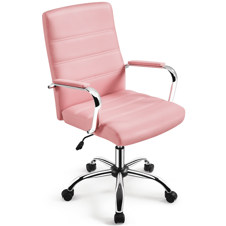 Free Shipping! Alden Design Modern Pink PU Leather Swivel Office