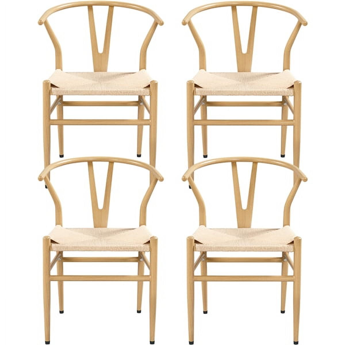 Alden Design Mid-Century Metal Dining Chairs with Woven Hemp Seat, Set of 4, Natural - Walmart.com