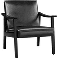 thumbnail image 1 of Alden Design Mid-Century Modern Accent Chair with Wooden Frame for Livingroom, Black Faux Leather, 1 of 11
