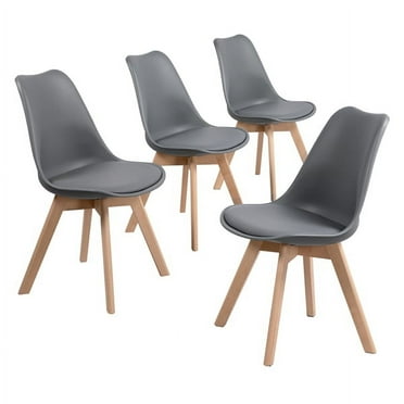 Alden Design Mid-Century Modern Padded Dining Chairs, Set of 4, Gray