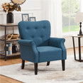 thumbnail image 1 of Alden Design Modern Upholstered Fabric Accent Chair with Wooden Legs for Living Room, Navy Blue, 1 of 10
