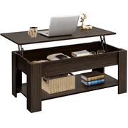 Alden Design Modern 47.5" Wood Lift Top Coffee Table with Lower Shelf, Espresso