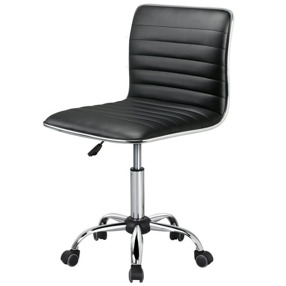 Alden Design Modern Adjustable Armless Faux Leather Swivel Office Chair, Black