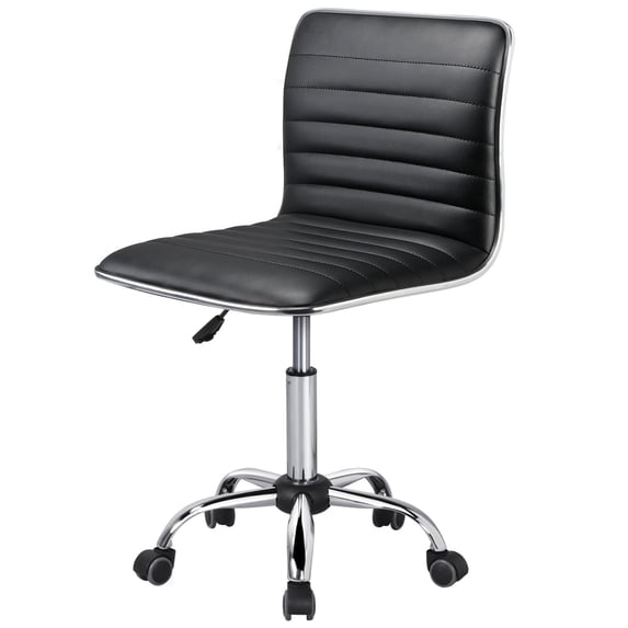 Alden Design Modern Adjustable Armless Faux Leather Swivel Office Chair, Black