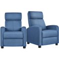 thumbnail image 1 of Alden Design Modern Adjustable Fabric Recliner with Footrest, Set of 2, Blue, 1 of 10
