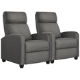 thumbnail image 1 of Alden Design Modern Adjustable Fabric Recliner with Footrest, Set of 2, Gray, 1 of 10
