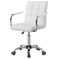 thumbnail image 1 of Alden Design Modern Adjustable Faux Leather Swivel Office Chair with Wheels, White, 1 of 8