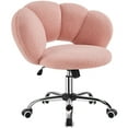 thumbnail image 1 of Alden Design Modern Armless Desk Chair with Adjustable Height, Boucle, Pink, 1 of 6