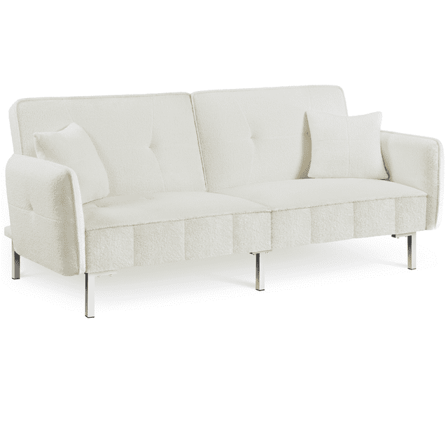 Alden Design Modern Boucle Futon Sofa Bed with Adjustable SplitBack