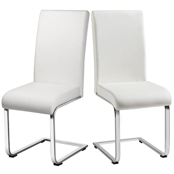 Alden Design Modern Dining Chairs Upholstered Leather High-Back Dining Chairs for Kitchen, White