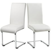 Alden Design Modern Dining Chairs Upholstered Leather High-Back Dining Chairs for Kitchen, White