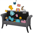 thumbnail image 1 of Alden Design Modern Fabric Tufted Storage Bench with Rolled Arms for Home, Dark Gray, 1 of 10