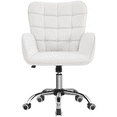 thumbnail image 1 of Alden Design Modern Faux Leather Desk Chair with Mid-Back Padded Armrests for Office, White, 1 of 8